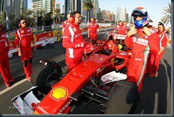 Marc Gené with Ferrari at the live street demo in Doha, Qatar. 