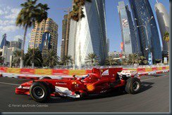 Marc Gené with Ferrari at the live street demo in Doha, Qatar. 