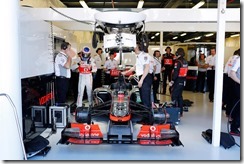 Jenson Button in the garage
