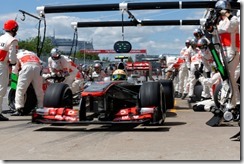 Sergio Perez makes a pit stop