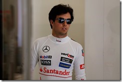 Sergio Perez in the garage.