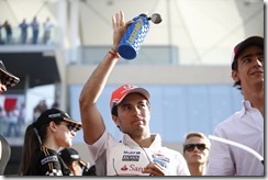 Sergio Perez waves to the crowd