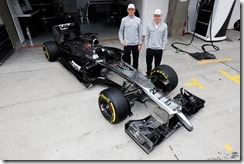 Jenson Button and Kevin Magnussen with the MP4-29.