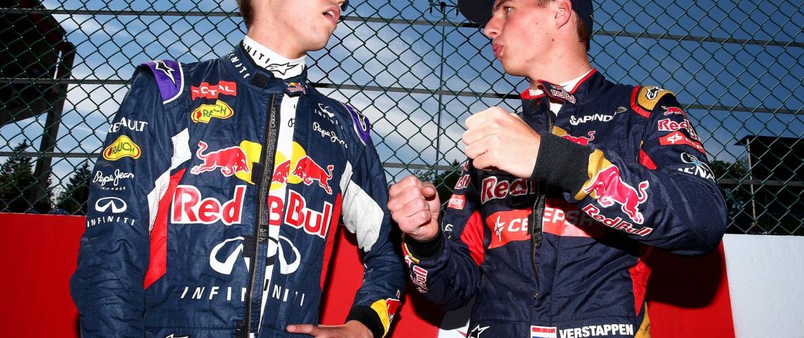 Max Verstappen with Daniil Kvyat