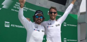 Alonso with Button on Brazilian Podium