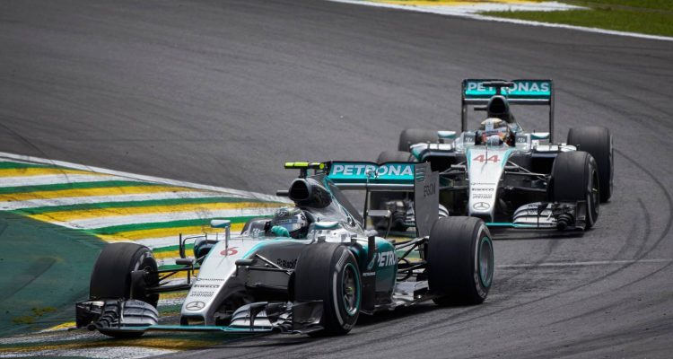 Nico Rosberg with Lewis Hamilton