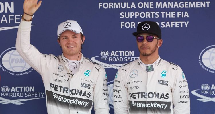 Nico Rosberg with Lewis Hamilton
